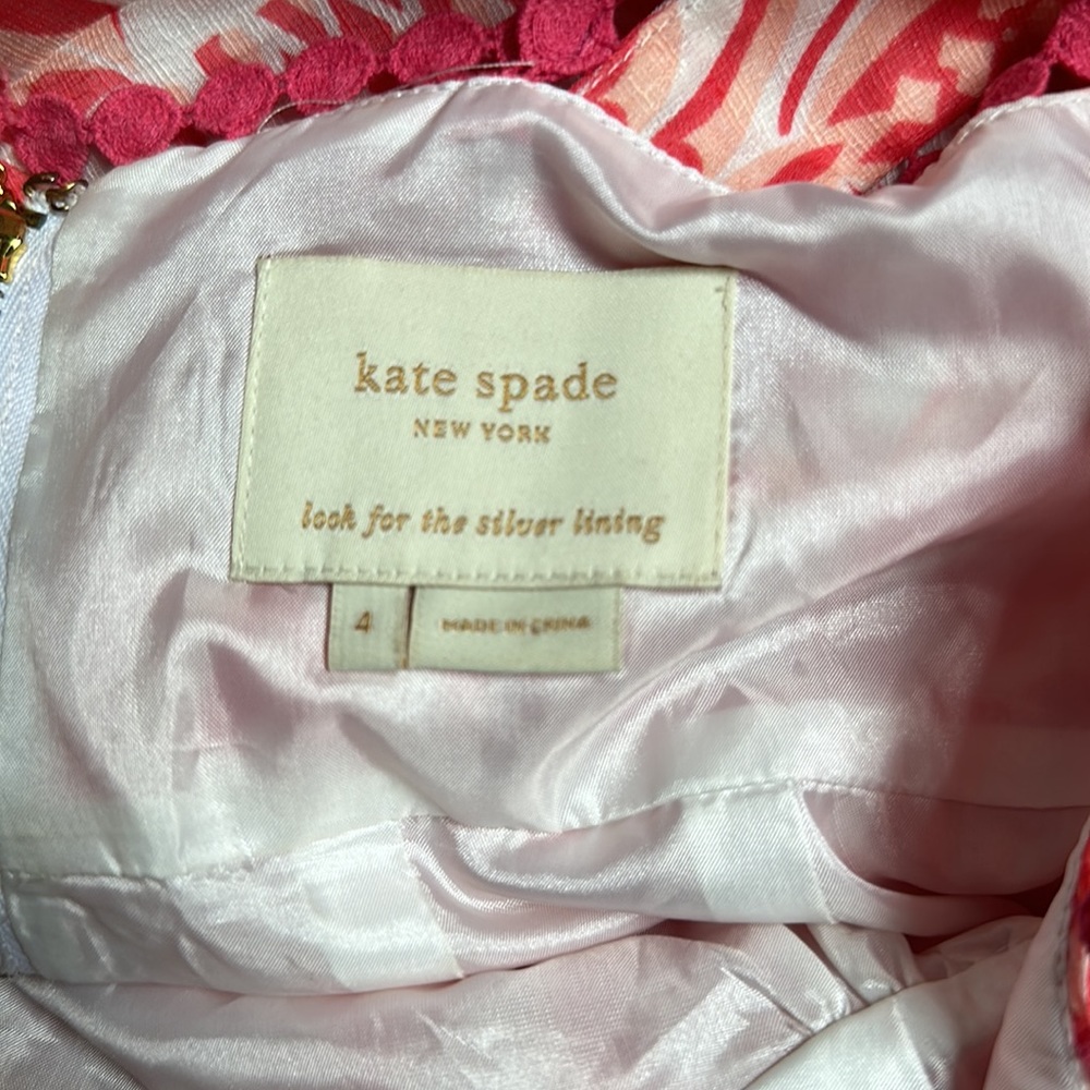 Women's Kate Spade Pineapple Print Top Freshwhite & Peach Pink Size 4 - Picture 7 of 7